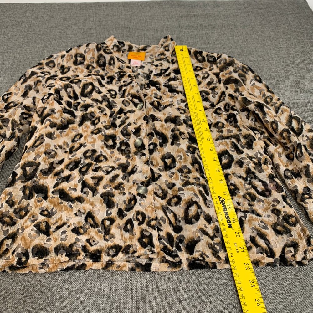 Ruby Rd. Unique Leopard Button Down Blouse Sheer … - image 3